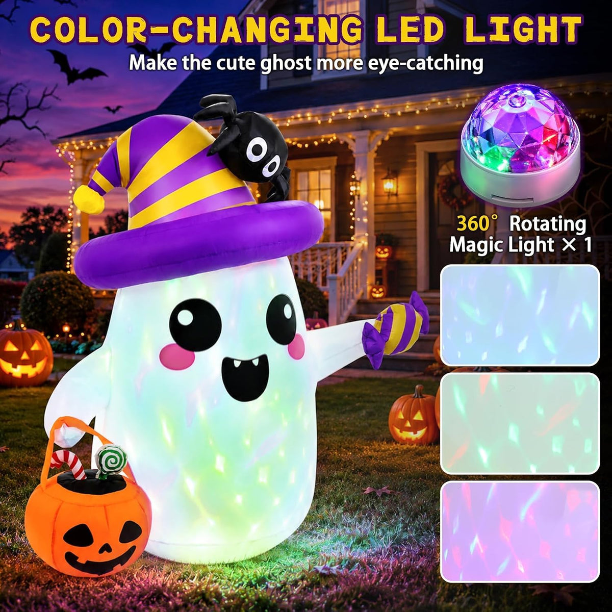 Halloween Inflatables Outdoor Decorations, 5FT Ghost Blow Up Yard Décor
