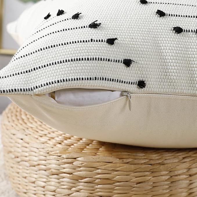 PANOD Knitted Boho Tufted Throw Pillow Covers - Image 5