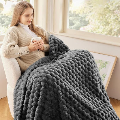 NEWCOSPLAY Super Soft Twin Blanket Grey Premium Silky Flannel Fleece 3D Clouds - Image 2