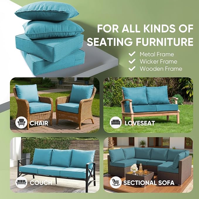 Outdoor Chair Cushions, 6 inch Thick Seat Cushion - Image 3