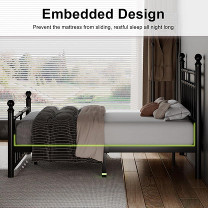 feonase queen metal platform bed frame with victorian, package contents
