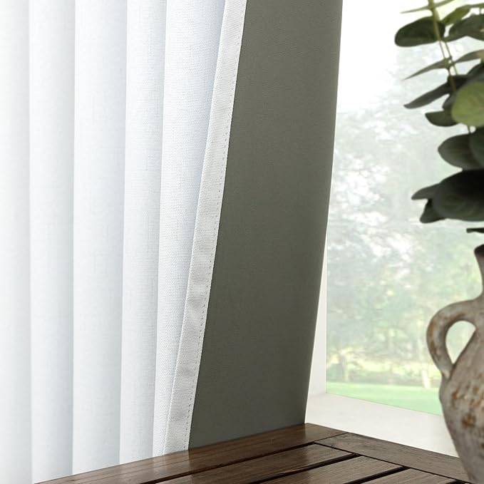 KOUFALL 104 Inch Long Curtains, Scandinavian White Linen Blackout Curtains - Image 6