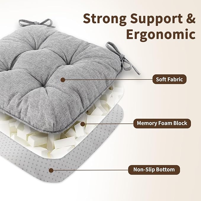 Chair Cushions for Dining Chairs, Tufted Foam Kitchen Chair, Non-Slip Seat - Image 4