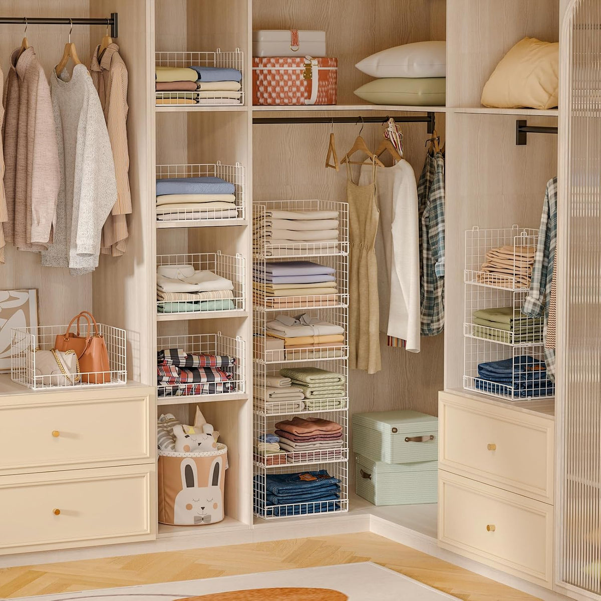 yociyoga 6-tier stackable closet organizers and storage shelves, front angle view
