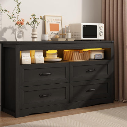 wodeer black dresser for bedroom, wood 4 drawer, main product view