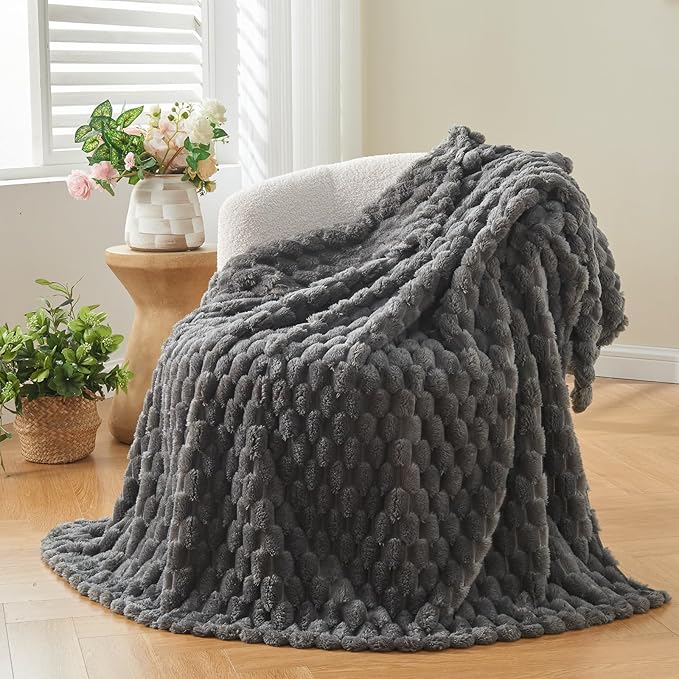 NEWCOSPLAY Super Soft Twin Blanket Grey Premium Silky Flannel Fleece 3D Clouds by NEWCOSPLAY