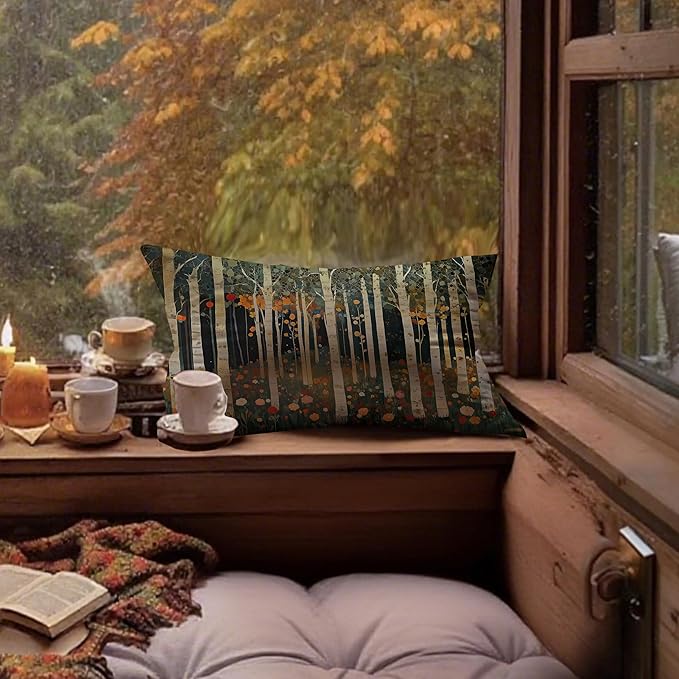 Rustic William Morris Inspired Autumn Forest Decor Pillow Covers 12x20 - Image 6