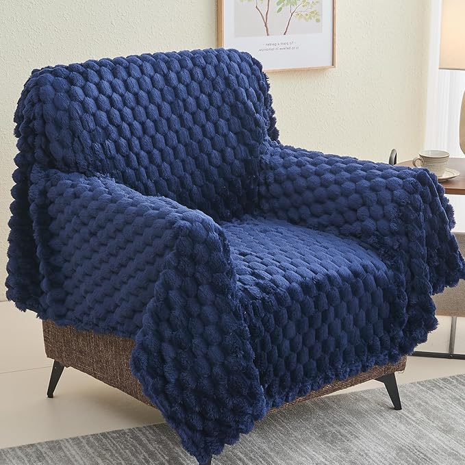 NEWCOSPLAY Super Soft Twin Blanket Dark Navy Premium Silky Flannel Fleece 3D - Image 9