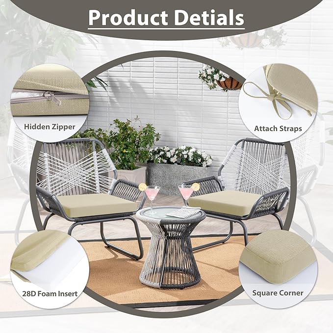 Favoyard Outdoor Chair Cushion Set of 4 Rainproof & Color Fade Resistant 17 x - Image 6