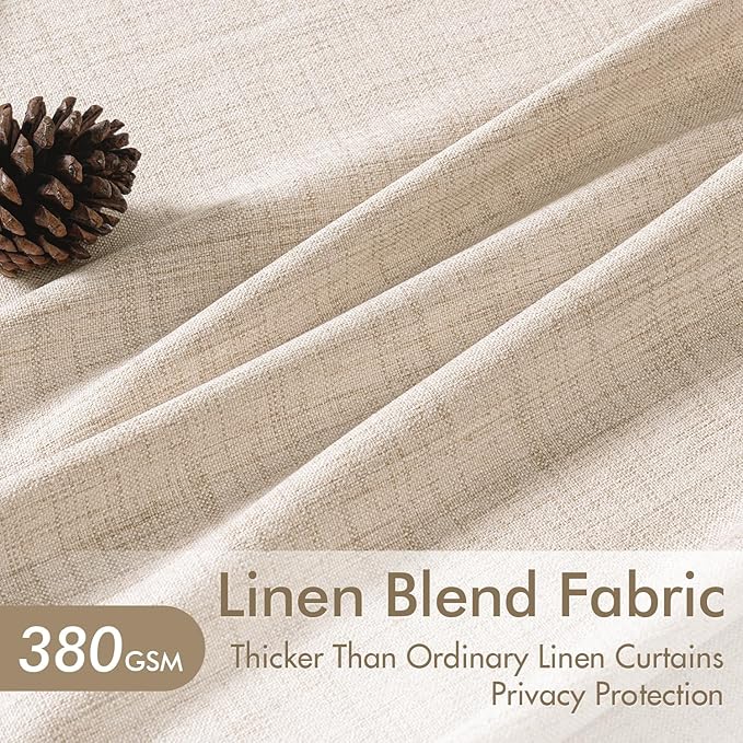 MIULEE Pinch Pleated Thick Linen Curtains 96 Inch Long 4 Panels Set Back Tab - Image 3