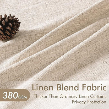 MIULEE Pinch Pleated Thick Linen Curtains 96 Inch Long 4 Panels Set Back Tab - Image 3