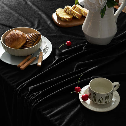 Gothic Black Velvet Tablecloths Rectangular: Halloween Luxury Table Cloth