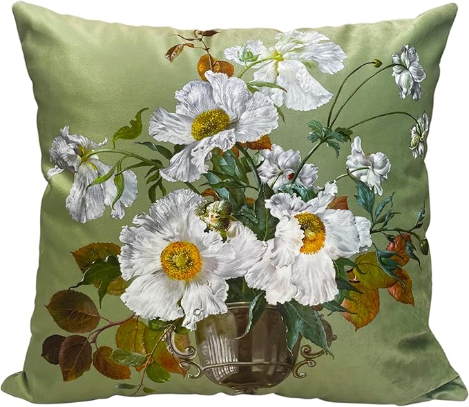 Vintage Floral Bouquet 24x24 Plush Throw Pillow Case, Double-Sided Printed by whooplaArt