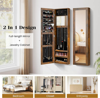 giantex wall or door mounted jewelry cabinet with, view 9