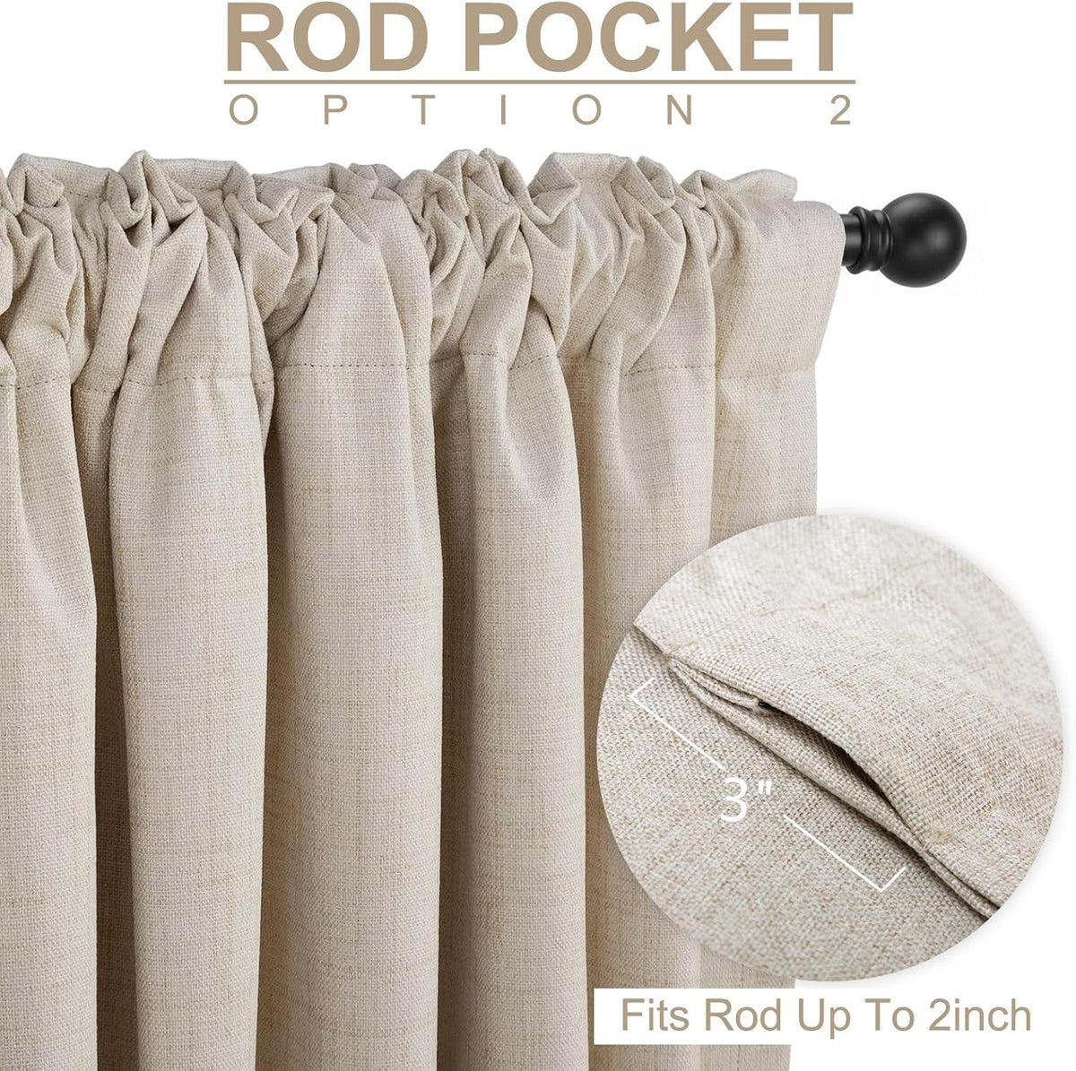 linen total blackout curtains for bedroom living room, side view