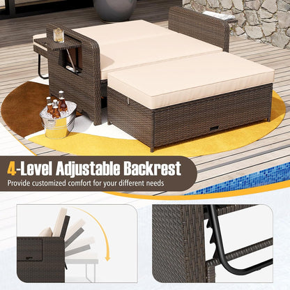 ldaily moccha outdoor daybed, wicker loveseat sofa set showing dimensions