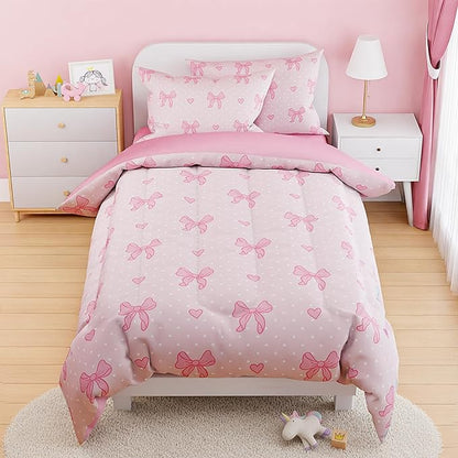 SANDJEST Bow Comforter Set Full Size 98x86in by SANDJEST