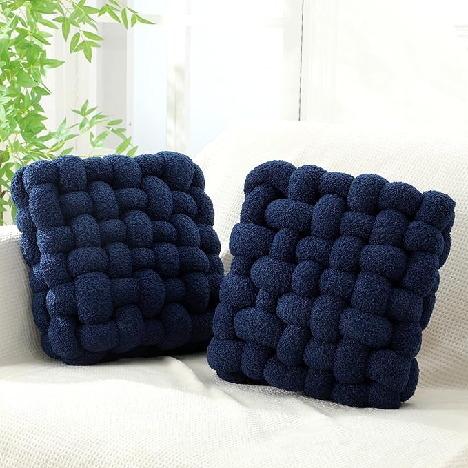 Wenqik 2 Pcs Knot Pillows Square Knotted Plush Throws Soft Accent Pillows by Wenqik