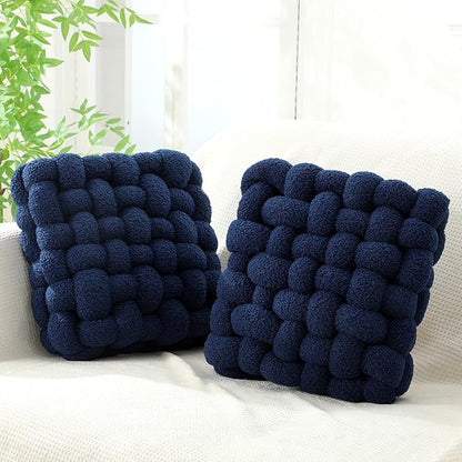 Wenqik 2 Pcs Knot Pillows Square Knotted Plush Throws Soft Accent Pillows by Wenqik