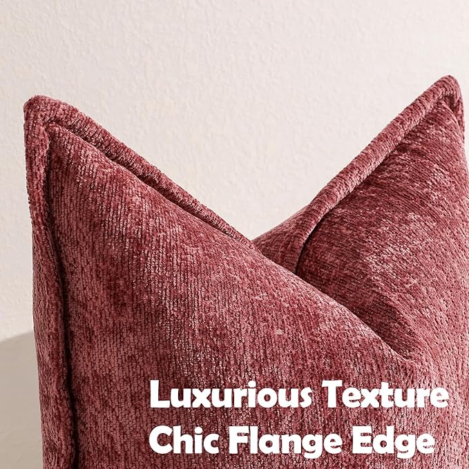 Pack of 2 Christmas Burgundy Fall Decorative Throw Pillow Covers 16x16 Cozy - Image 2