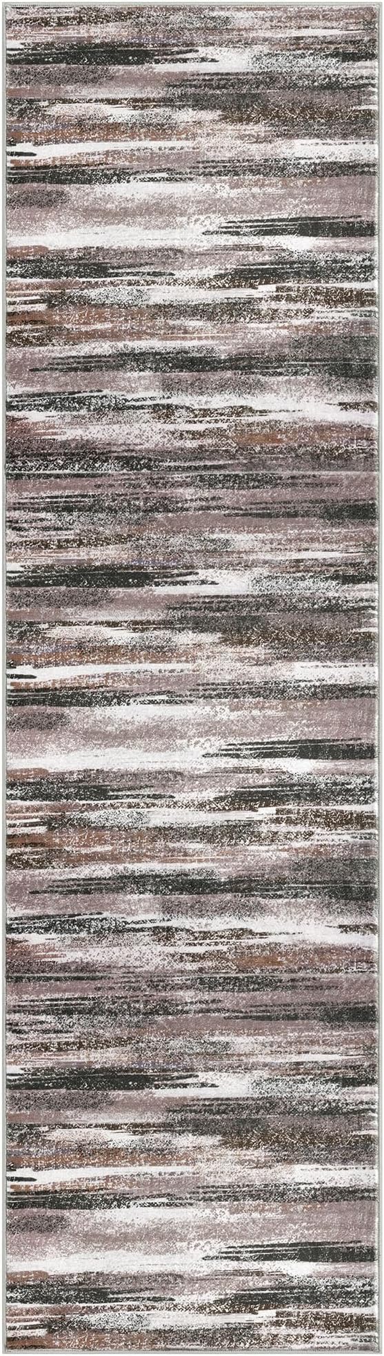 Modern Abstract Bedroom Runner Rug 2x7, Dark Light Brown White Washable Kitchen - Image 8