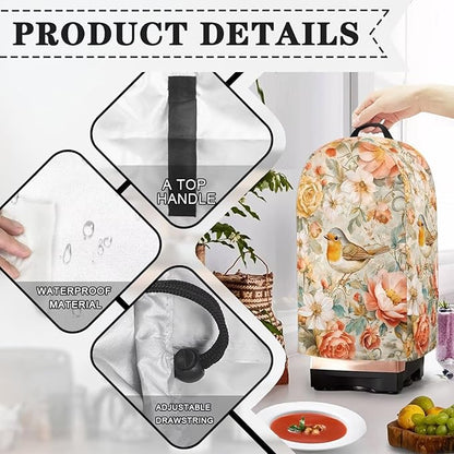 Floral Birds Blender Dust Cover Kitchen Appliance Oil-Proof Food Processor - Image 5