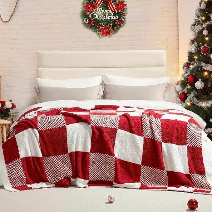Snuggle Sac Checkered Blanket, Buffalo Plaid Checker, Lux Soft Fuzzy Cozy - Image 6