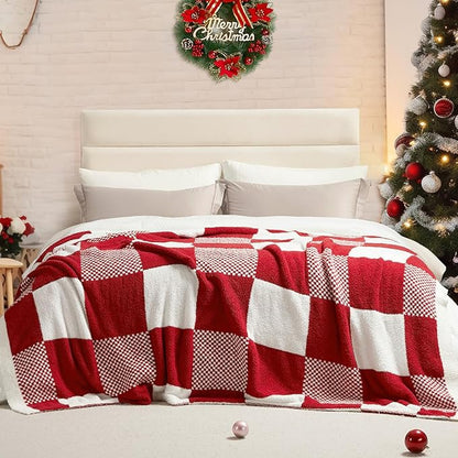 Snuggle Sac Checkered Blanket, Buffalo Plaid Checker, Lux Soft Fuzzy Cozy - Image 6