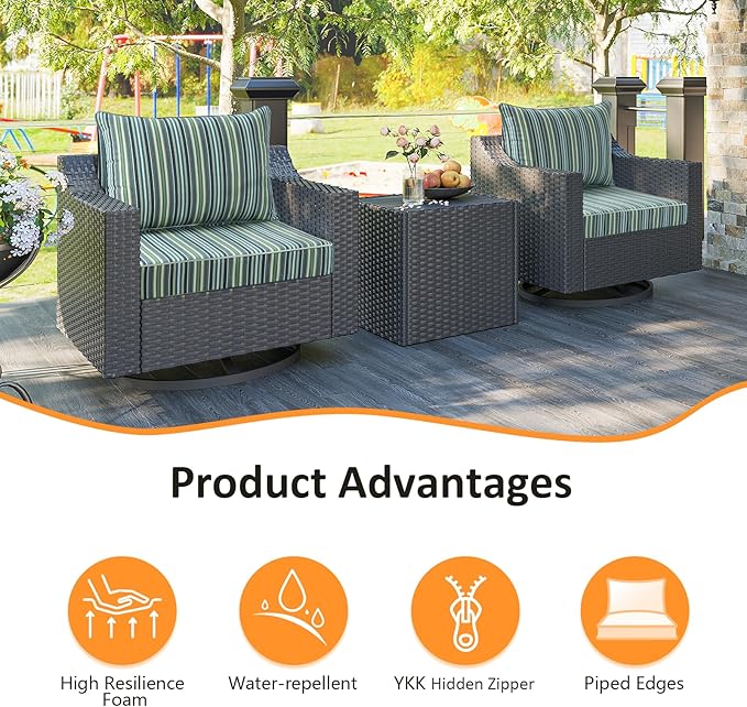 Sunbrella Outdoor Patio Chair Cushions Set, Water-Repellent, Fade Resistant - Image 3
