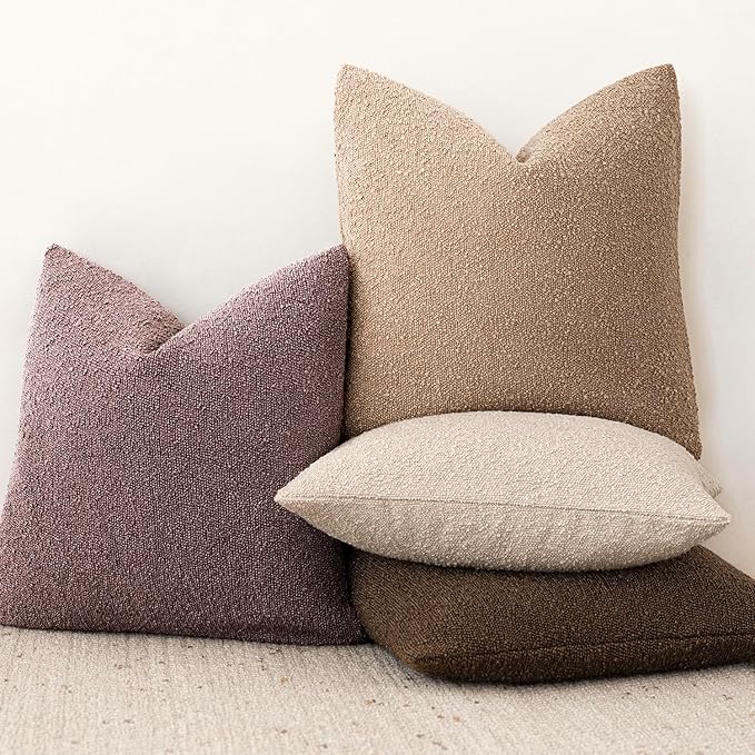 Foindtower Pack of 2 Textured Boucle Throw Pillow Covers Accent Solid Pillow - Image 6