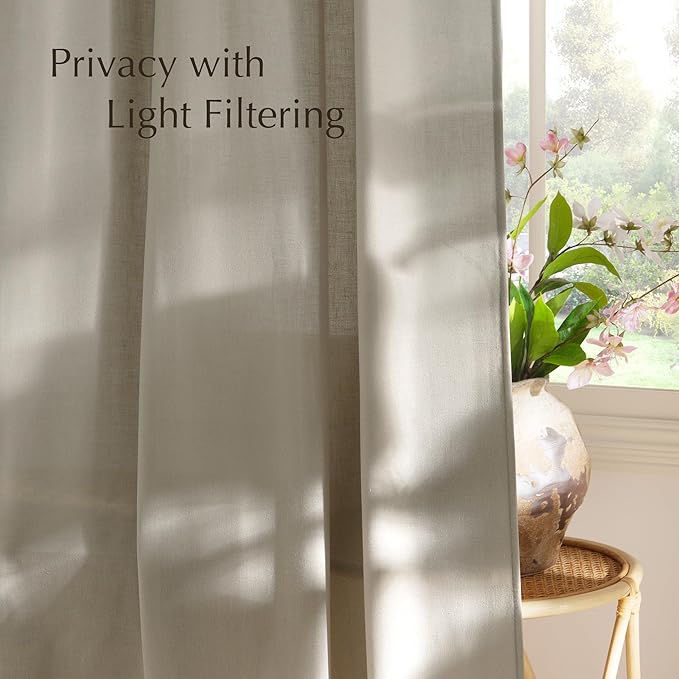 NICETOWN Cocoa Cream Linen Curtains - Image 3
