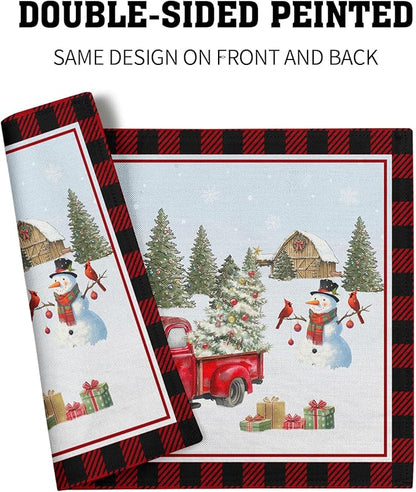 Giwawa Christmas Truck Placemats Set of 4 Winter Snowman Xmas Trees Place Mat - Image 5