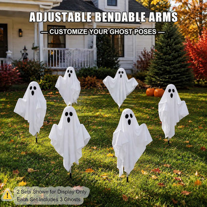 3 Pcs Halloween Ghost Decorations Outdoor Solar Powered Yard Pathway Lights