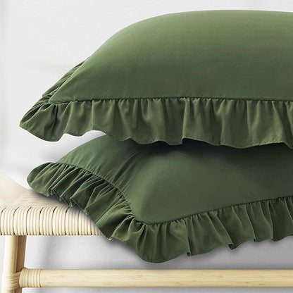 KKJIAF Ruffle Pillow Cases Standard Size Set of 2, Ruffled Pillow Covers by KKJIAF