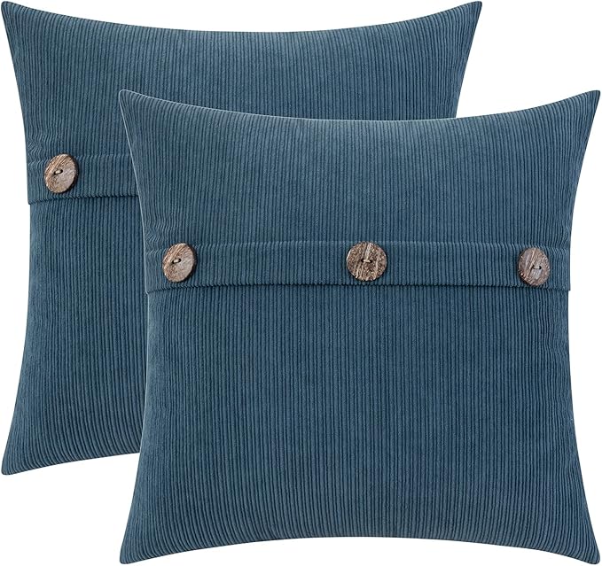 HWY 50 Blue Chenille Throw Pillow Covers 18x18 Inch by HWY50