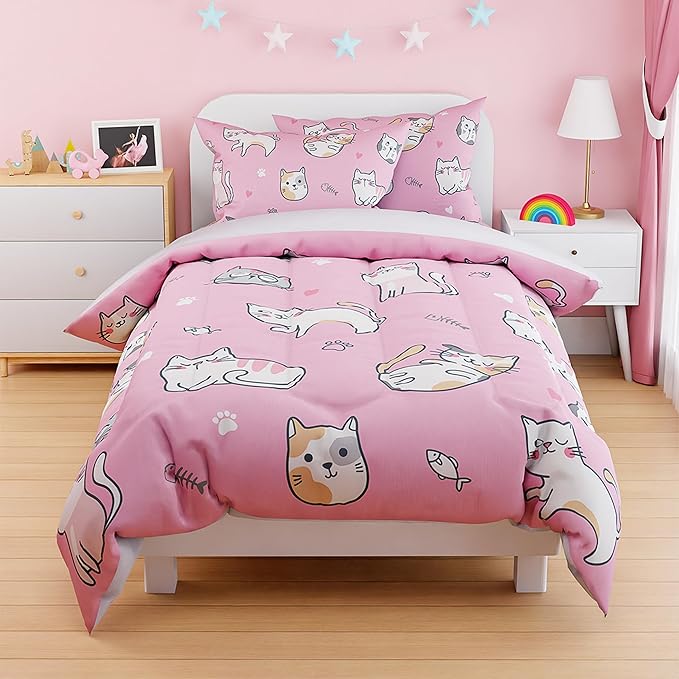 Cat Duvet Cover Sets Full Size for Kids Girls, Incude 1 Polyester Comforter - Image 7