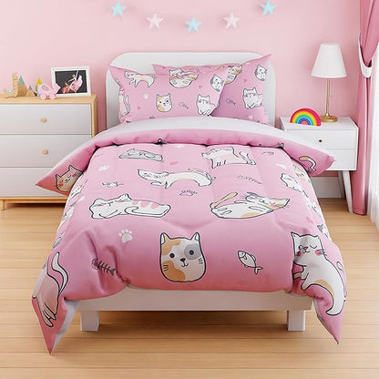 Cat Duvet Cover Sets Full Size for Kids Girls, Incude 1 Polyester Comforter - Image 7