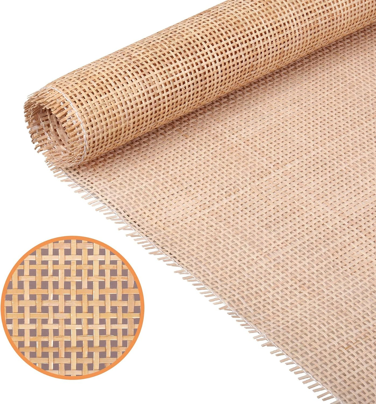 24" width natural square cane webbing 5 ft, main product view