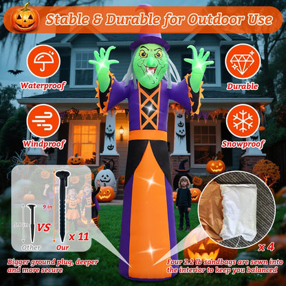 20FT Extra Large Outdoor Halloween Inflatables Decorations Witch Blow up