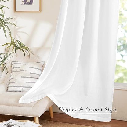 NICETOWN Thick White Linen Bedroom Curtains - Image 6