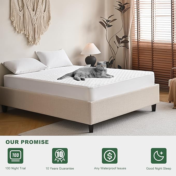 GRT Twin Waterproof Mattress Protector, Rayon Made from Bamboo Mattress Cover - Image 6