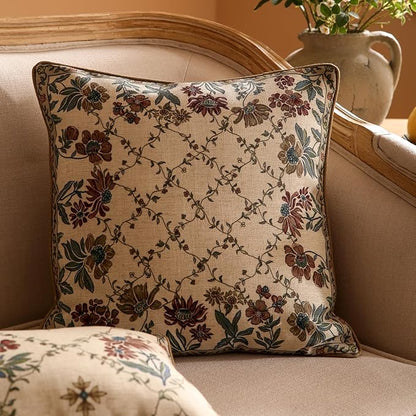 patdrea Designer Throw Pillow Covers, Square Euro Retro Style Light Brown Linen - Image 6