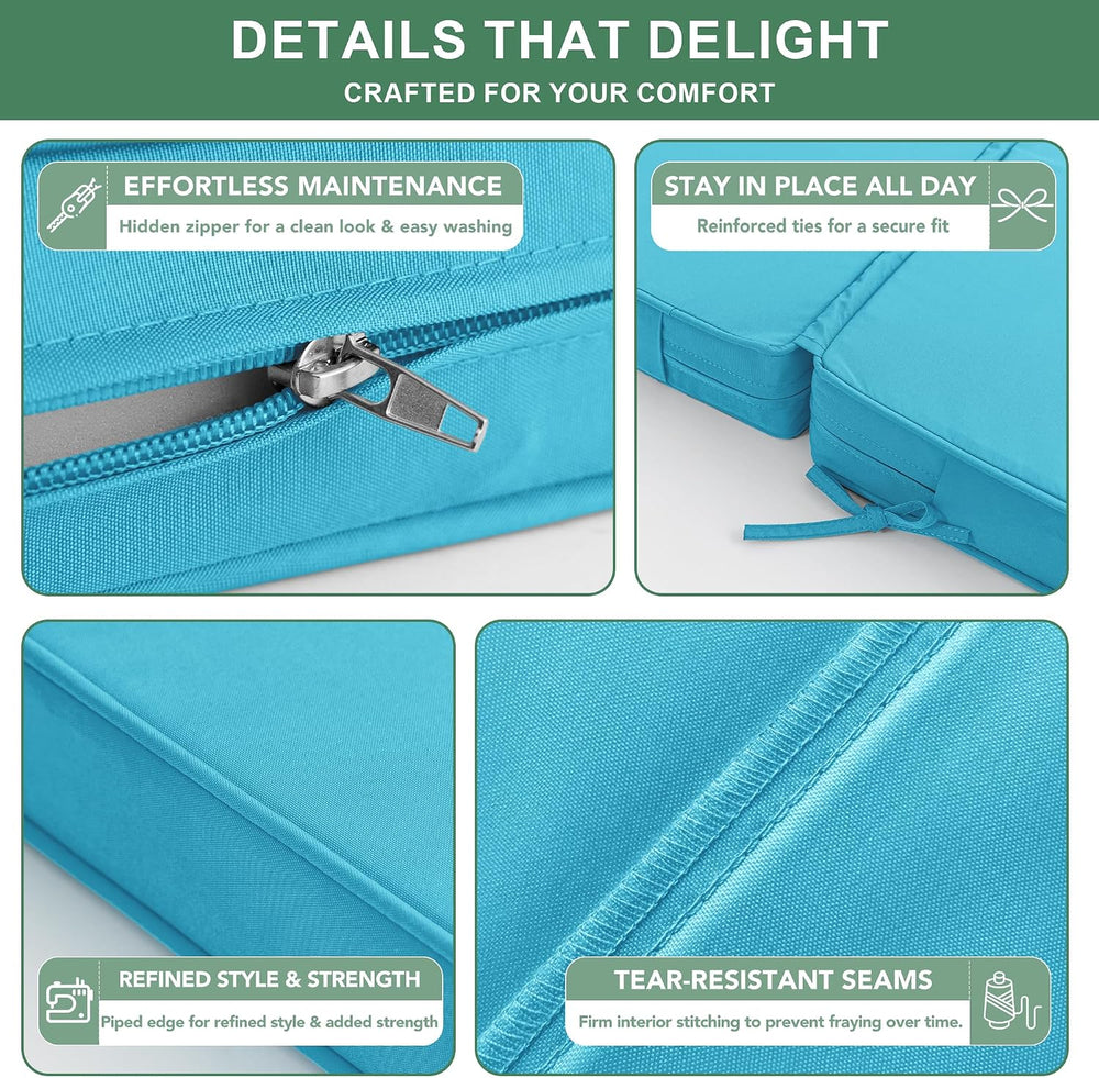 Summsun Chaise Lounge Cushions Outdoor Set of 2, 72 x 21 x 3 Inch, Teal