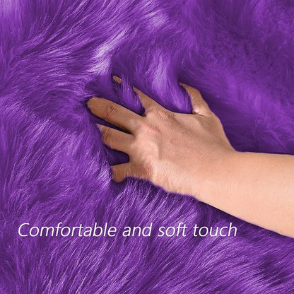 Latepis Fluffy Shaggy Fuzzy Fur Rugs Purple 6.7x10 Large Living Room Rug - Image 4