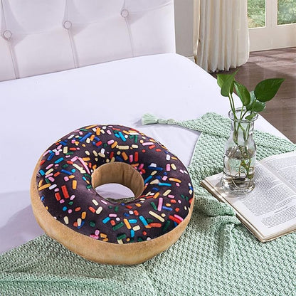 HYSEAS Round Throw Pillow 14 Inch Chocolate Donut, 3D Digital Print Decorative - Image 3