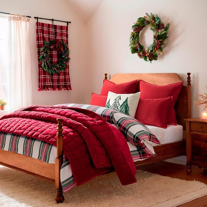 ZWJD Christmas Pillow Covers 20x20 Set of 2 Chenille Throw Red Cushion Covers - Image 5