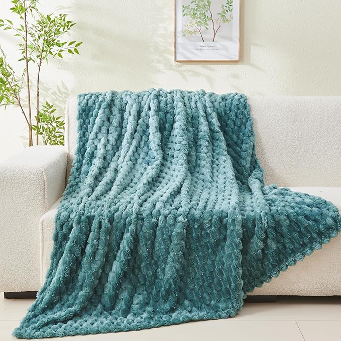NEWCOSPLAY Super Soft Queen Blanket Light Teal Premium Silky Flannel Fleece 3D - Image 7