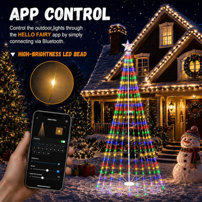 10FT Smart Outdoor Halloween Tree Lights Pop Up with Star
