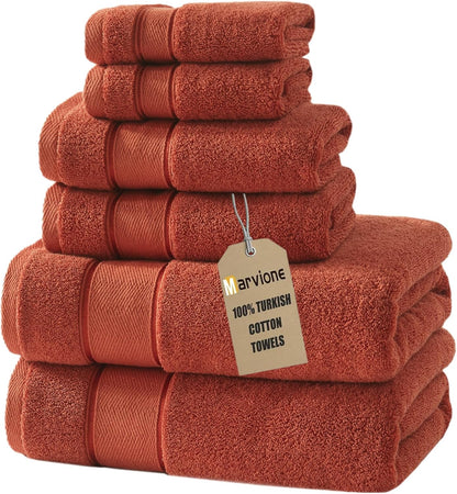 marvione bath towels set 6 piece, 100% turkish shown in use