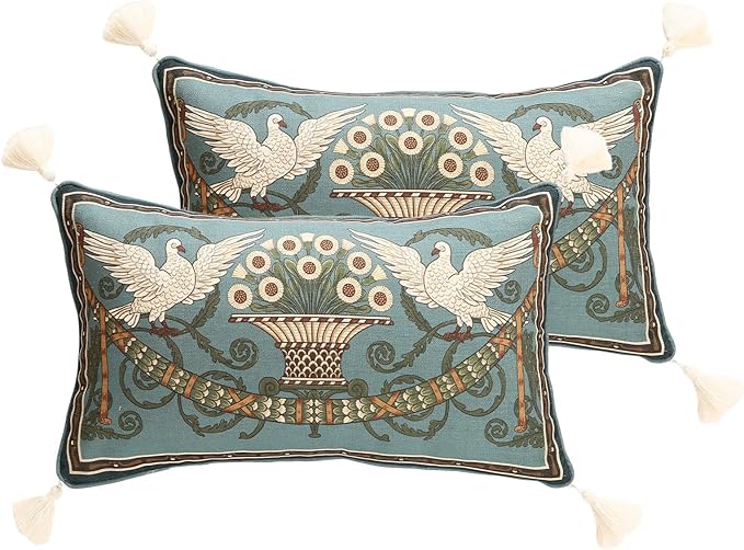 Green Throw Pillow Covers Set of 2, French Farmhouse by bilingaier